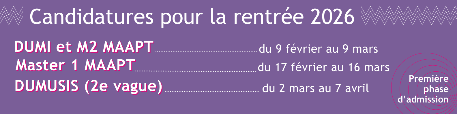 calendrier candidatures 2025-2026