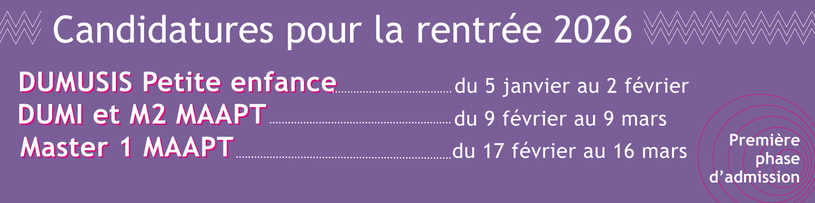 première phase d'admission calendrier