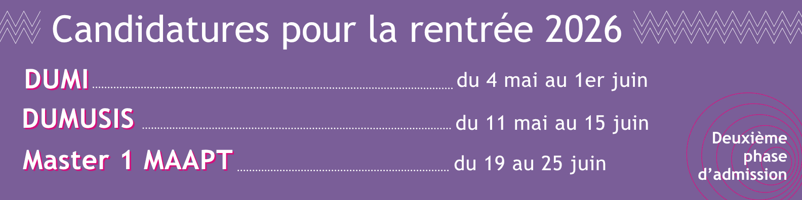 calendrier candidatures 2025-2026